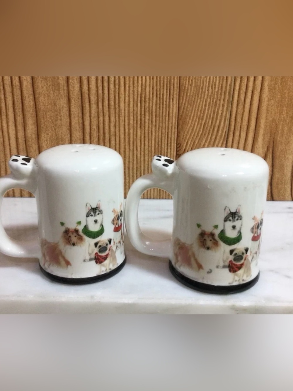 Tabletops Unlimited Christmas Dogs Salt and Pepper Shakers